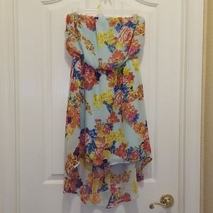 High low strapless floral dress